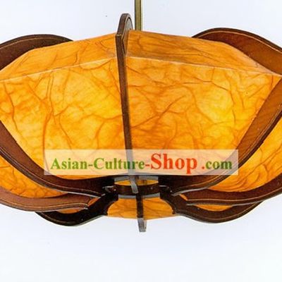 Chinese Traditional Hand Made Flower Shape Sheepskin Wooden Ceiling Lantern