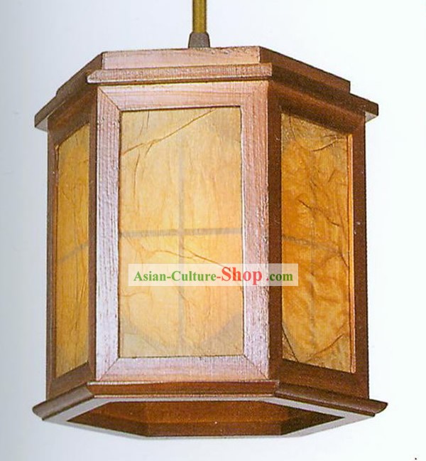Chinese Traditional Hand Made Sheepskin Wooden Ceiling Lanterns Set