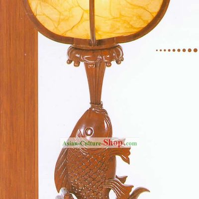 26 Inches Height Marvellous Chinese Hand Carved Wooden Fish Lantern