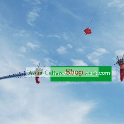 Chinese Hand Made and Painted Traditional Kite - Double Dragons Playing Ball