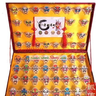 Chinese Traditional Weifang Hand Painted and Made 64 Kites Set - 64 Opera Masks