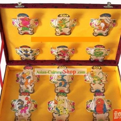 Chinese Traditional Weifang Hand Painted and Made 12 Kites Set - Chinese Zodiac (Sheng Xiao)