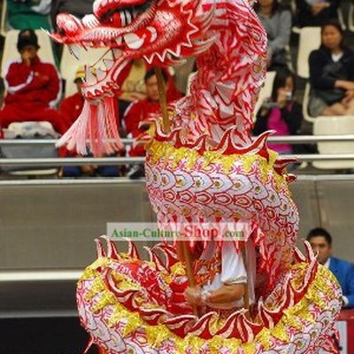 Professional Chinese Luminous Dragon Dance Equipments Complete Set (red, glow in dark)