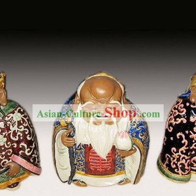 Chinese Classic Shiwan Ceramics Statue Arts Collection - God of Lucky, Healthy and Wealthy