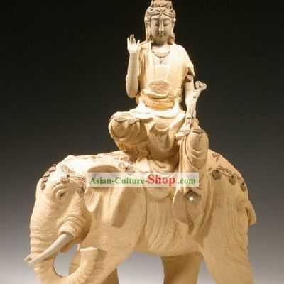 Chinese Classic Shiwan Ceramics Statue Arts Collection - Kwan Yin Riding Elephant