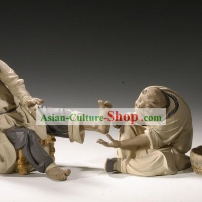 Chinese Classic Shiwan Ceramics Statue Arts Collection - Massage
