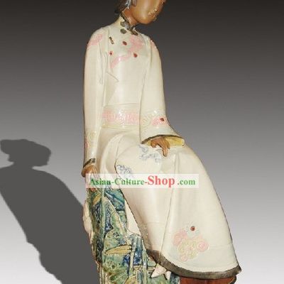 Chinese Classic Shiwan Ceramics Statue Arts Collection - Watching Flower in Sunset
