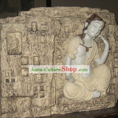 Chinese Classic Shiwan Ceramics Statue Arts Collection - Thinking Bodhisattva