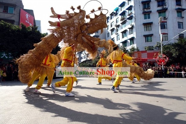 Chinese Traditional Super Large Natural Straw Dragon Dance Equipments Complete Set