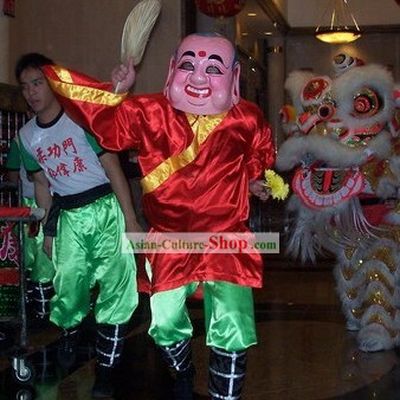 Buddha Monk Lion Dance Monk Mask Happy Monk Monk Head with Monk Fan