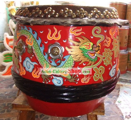 Top Chinese Classic Handmade and Painted Dragon Wood Drum