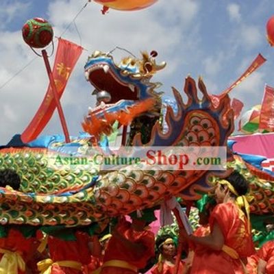 Supreme Chinese Traditional Dragon Dance Equipments Complete Set (Gold Armor Dragon Body)
