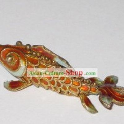 Chinese Traditional Cloisonne Silver Handicraft- Orange Goldfish