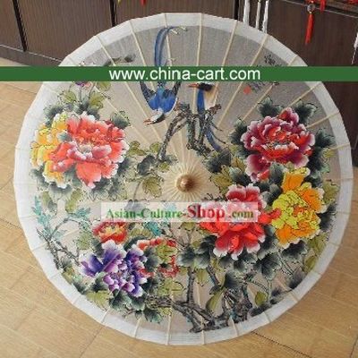 Supreme Chinese Handmade and Painted Peony and Birds Umbrella