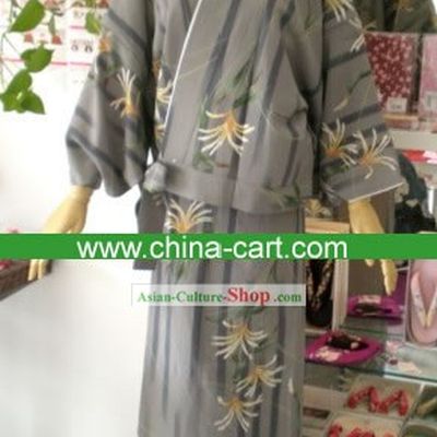 Traditional Ancient Grass Japanese Kimono Handbag and Geta Full Set