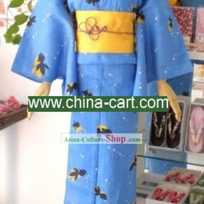 Traditional Goldfish Japanese Kimono Handbag and Geta Full Set