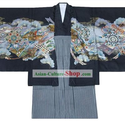 Supreme Traditional Japanese Kimono 10 Pieces Full Set for Five Years Boy