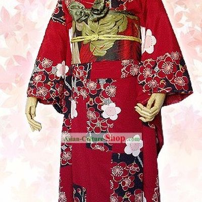 Supreme Silk Japanese Kimono Attire Handbag and Geta Full Set