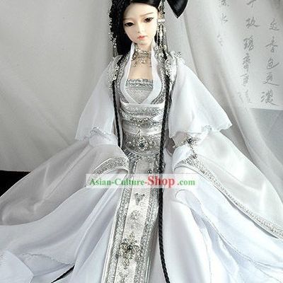 Supreme Chinese White Wedding Bride Veil and Hair Decoration Complete Set