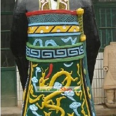 71 Inches Height Large Colored Chinese Xian Terra Cotta Statue - Qin Shi Huang