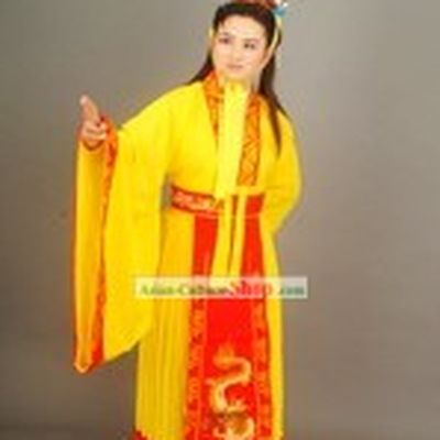 Chinese Traditional Opera Embroidered Emperor Dragon Clothing and Hat Set