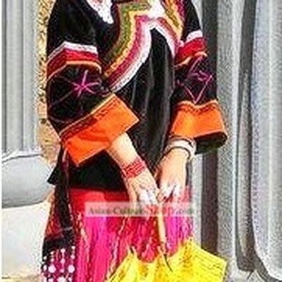 China Yi Minority Traditional Clothing and Hat Complete Set