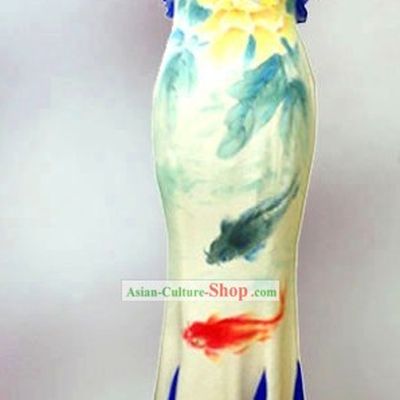 Chinese Original Design Long Silk Cheongsam Qipao