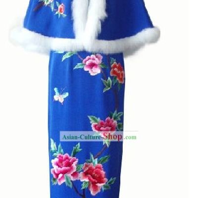 Chinese Traditional Cape and Long Cheongsam Complete Set