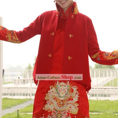 Traditional Handmade Mandarin Blouse with Embroidery Sleeve