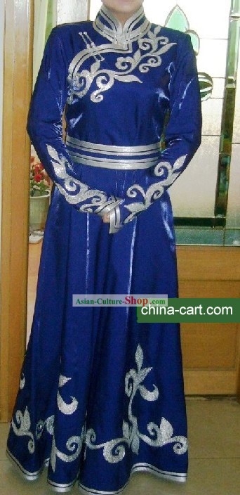 Traditional Chinese Mongolian Long Robe Complete Set for Women