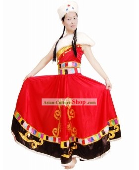Chinese Traditional Tibet Dance Costume Complete Set
