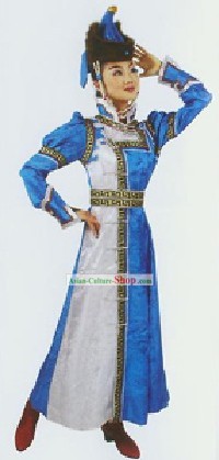 Chinese Classical Handmade Mongolia Clothing and Hat for Women