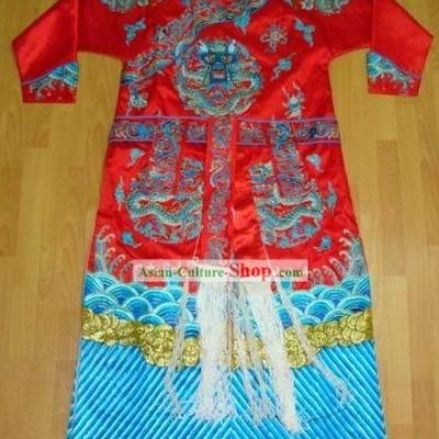 Hand Embroidered and Made Traditional Qing Dynasty Red Costumes