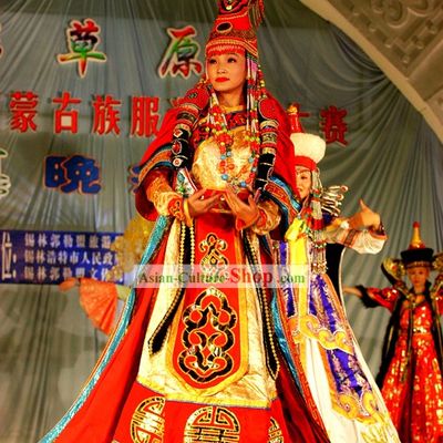 Ancient Mongolian Empress Clothing and Hat Complete Set