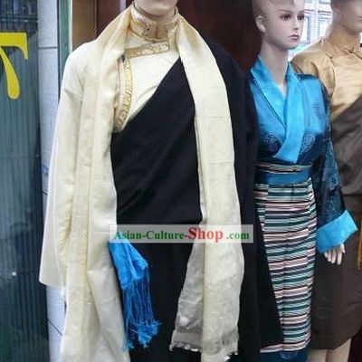 Chinese Traditional Handmade Tibetan Dance Costumes and Hat for Men