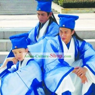 Ancient Chinese Student Costumes and Ancient Hat Set