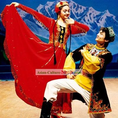 Chinese Traditional Xinjiang Minority Dance Costumes for Men and Women