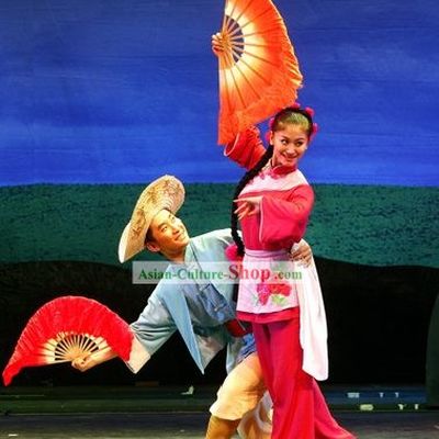 Traditional Chinese Farmers Costumes and Hat Complete Set