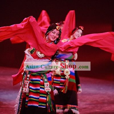 Traditional Tibet Dance Costumes with Long Sleeve