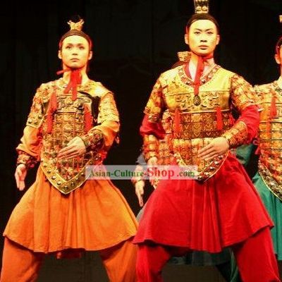 Chinese Terra Cotta Warrior Hat and Dance Costume Set