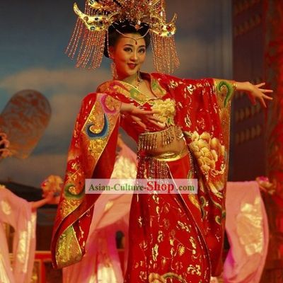 Chinese Ancient Princess Phoenix Clothing and Headdress Complete Set
