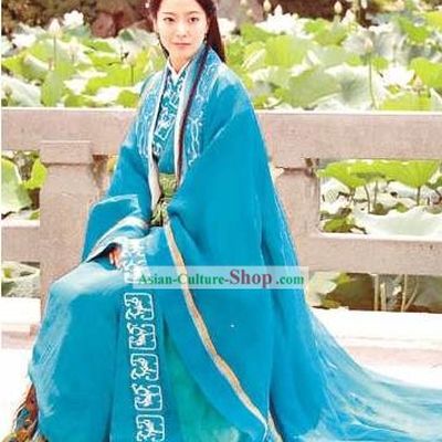 Ancient China Qin Dynasty Princess Blue Cinema Costumes
