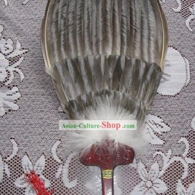 Chinese Traditional Handmade Zhu Ge Performance Goose Fan