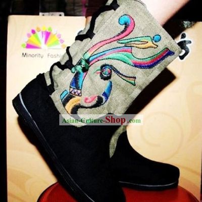 Hand Made Chinese Embroidery Long Boots