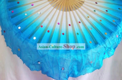 Chinese Traditional Silk Dance Fan (light blue)