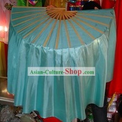 Light Blue Silk Fan with Tail