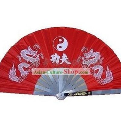 Red Kung Fu Stainless Steel Metal Fan