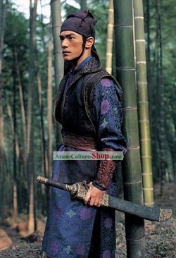 Chinese Ancient Swordsman Dress and Hat Complete Set