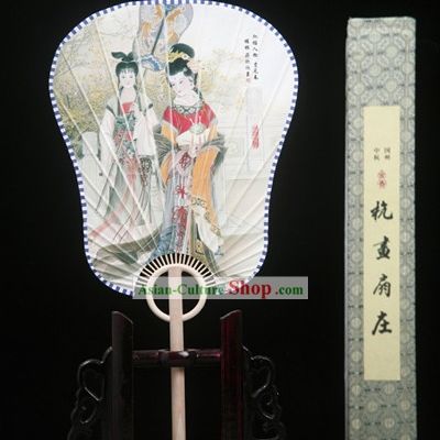 Chinese Handmade Palace Fan with Fan Base - Dream of Red Chamber