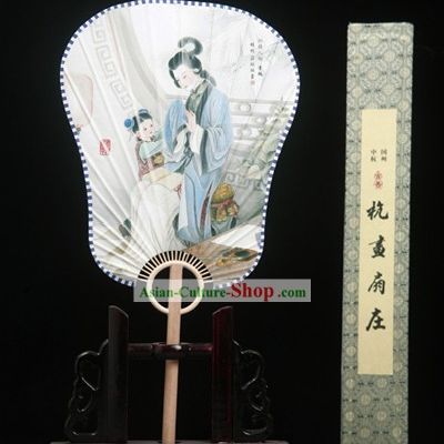 China Ancient Palace Paper Fan with Fan Base